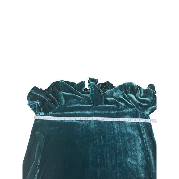 Eileen Fisher Green Short Sleeve Velvet Mock Neck Knee Length Dress Medium - Picture 13 of 14